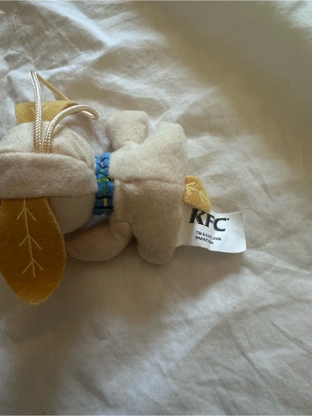 Soft Plush Dog Hanging Toy in White, Gold and Pink